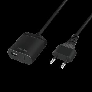 LOGILINK 220V OPLADER 1XUSB-A 1XUSB-C 1.5M - Billede 1