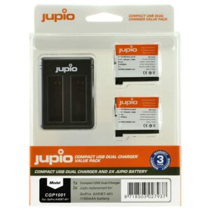 JUPIO GOPRO 2X BATTERI BT401 1160+DUO - Billede 1