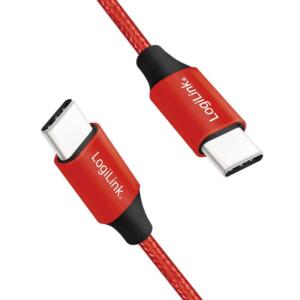 LOGILINK USB-C M-M STOFKABEL RØD 1M - Billede 2