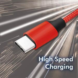 LOGILINK USB-C M-M STOFKABEL RØD 1M - Billede 6