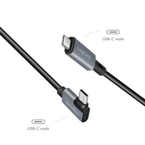 LOGILINK USB 2.0 C-C VINKEL KABEL PD 2M - Billede 4