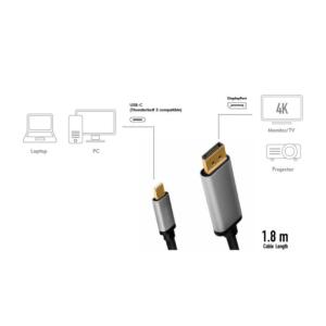 LOGILINK USB-C/M - DISPLAY PORT/M KABEL 1.8M - Billede 3