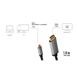 LOGILINK USB-C/M - HDMI-A/M KABEL 1.8M - Billede 3