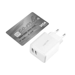 LOGILINK 220V 2XUSB-A 12W/2,A HVID - Billede 3