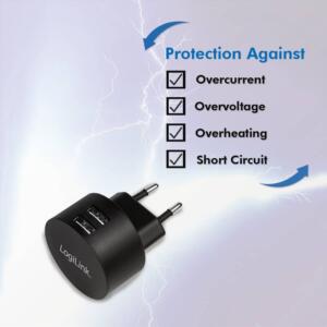 LOGILINK 220V 2XUSB-A FAST CHARGE 10,5W - Billede 6
