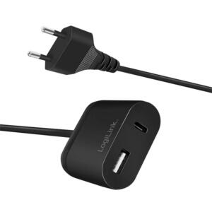 LOGILINK 220V OPLADER 1XUSB-A 1XUSB-C 1.5M - Billede 3