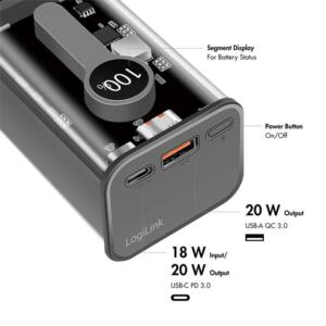 LOGILINK POWERBANK 10000MAH TRANSPARENT - Billede 5