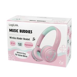LOGILINK MUSIC BUDDIES WIRELESS KIDS HEADSET PINK - Billede 5