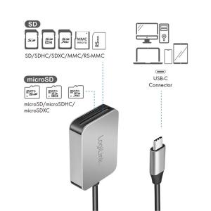 LOGILINK DUAL CARD READER USB-C 3.2 GEN1 SD/MSD ALU - Billede 4