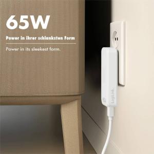 LOGILINK USB 240V ADAPATER USB A/C 65W SLIM HVID - Billede 4
