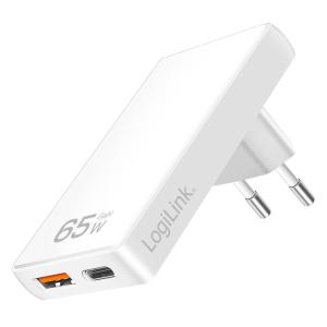 LOGILINK USB 240V ADAPATER USB A/C 65W SLIM HVID - Billede 1