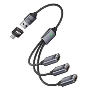 SWISS GO USB-A SPLIT KABEL T/3XUSB-A + USB-C ADAPTER - Billede 1